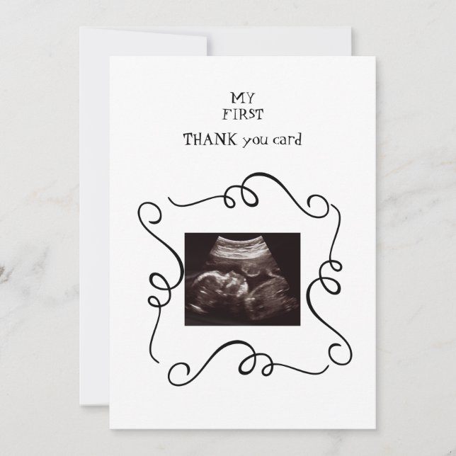 Tarjeta De Agradecimiento Whimsical Ultrasonido Rubor Gracias White (Anverso)