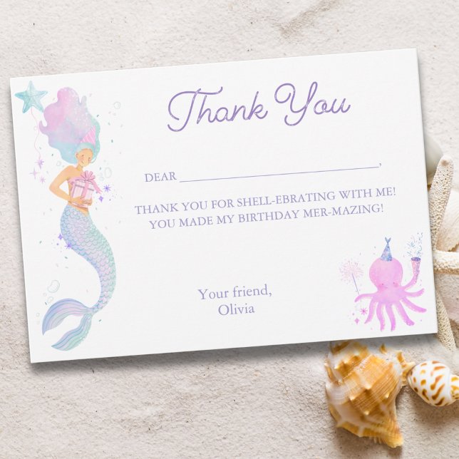 Tarjeta De Agradecimiento Whimsical Under the Sea Mermaid (Subido por el creador)