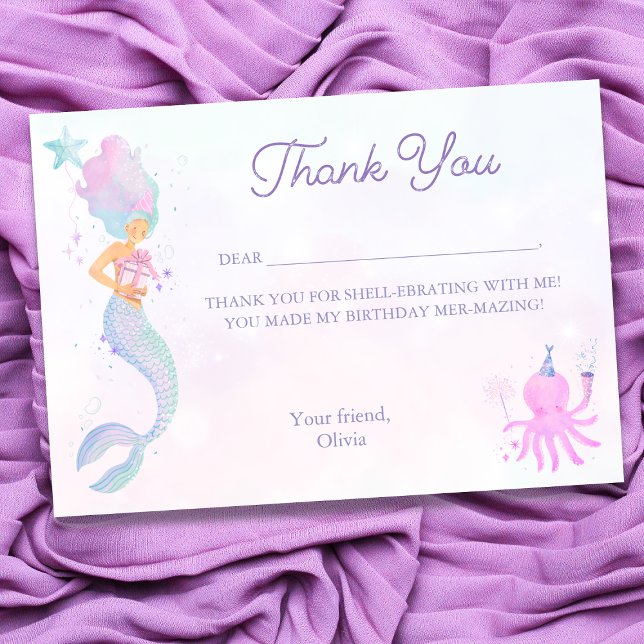 Tarjeta De Agradecimiento Whimsical Under the Sea Mermaid (Subido por el creador)