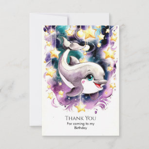 Tarjeta De Agradecimiento Whimsical Underwater Dolphin Birday