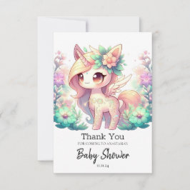 Tarjeta De Agradecimiento Whimsical Unicorn Baby Shower