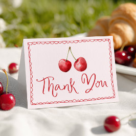 Tarjeta De Agradecimiento Whimsical Watercolor Cherry Baby Shower