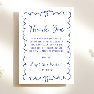 Tarjeta De Agradecimiento Whimsical Wavy Frame Baby Boy Shower