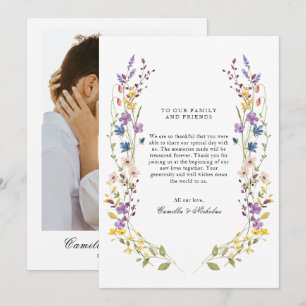 Tarjeta De Agradecimiento Whimsical Wildflower Wreath Photo Boda