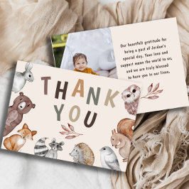 Tarjeta De Agradecimiento Whimsical Woodland Animals Cumpleaños Gracias