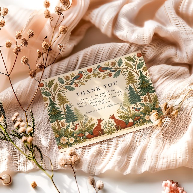 Tarjeta De Agradecimiento Whimsical Woodland Forest Wedding (Subido por el creador)