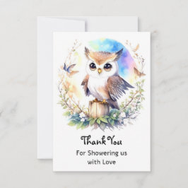 Tarjeta De Agradecimiento Whimsical Woodland Owl Baby Girl Shower