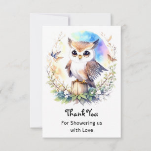 Tarjeta De Agradecimiento Whimsical Woodland Owl Baby Girl Shower