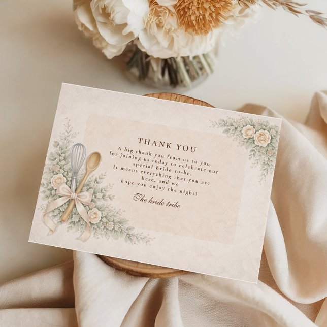 Tarjeta De Agradecimiento Whisked Away Rustic Baking Bridal Shower (Subido por el creador)