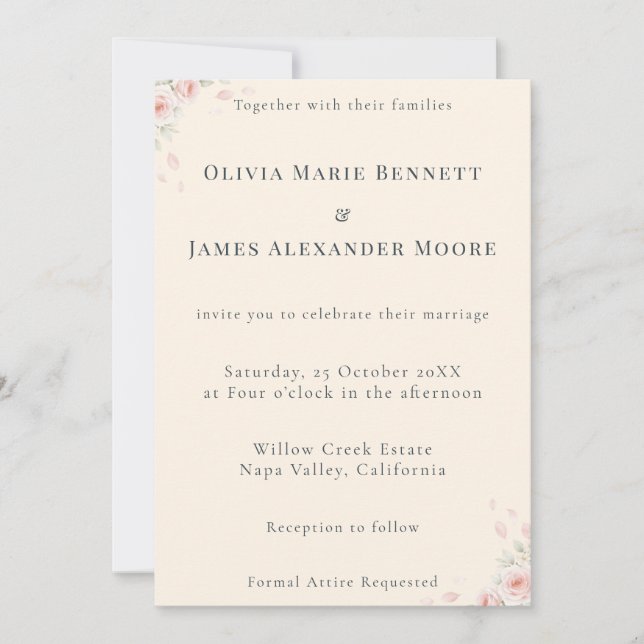 Tarjeta De Agradecimiento Whispered Petals Minimalist Wedding Invitation (Anverso)