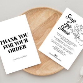 Tarjeta De Agradecimiento White Black Snap Tag Share Business Thank You Card