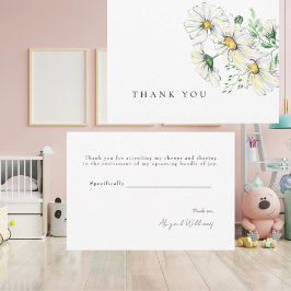 Tarjeta De Agradecimiento White Daisies Baby Shower Gracias