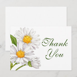 Tarjeta De Agradecimiento White Daisy Watercolor Verano Floral Gracias