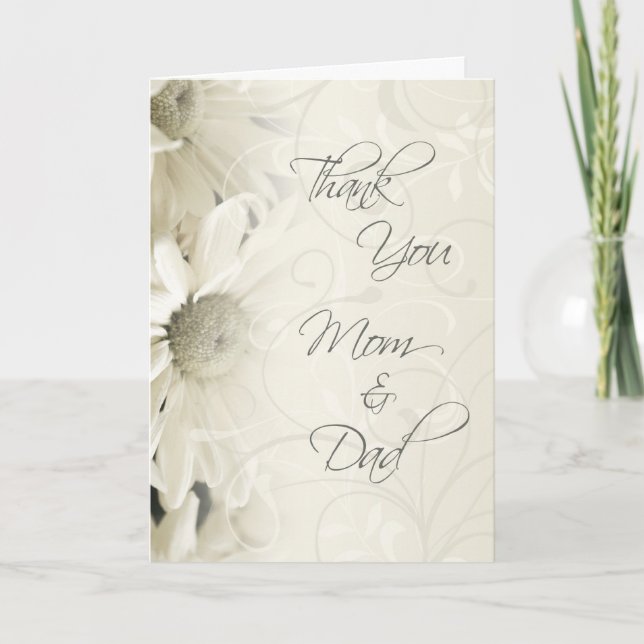 Tarjeta De Agradecimiento White Floral Parents Wedding Day (Día de la boda)  (Anverso)