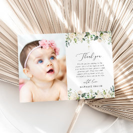 Tarjeta De Agradecimiento White Flowers, Cream Flowers, Boho, Floral Baptism