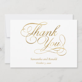 Tarjeta De Agradecimiento White Gold Foil Calligraphy Formal Thank You Card