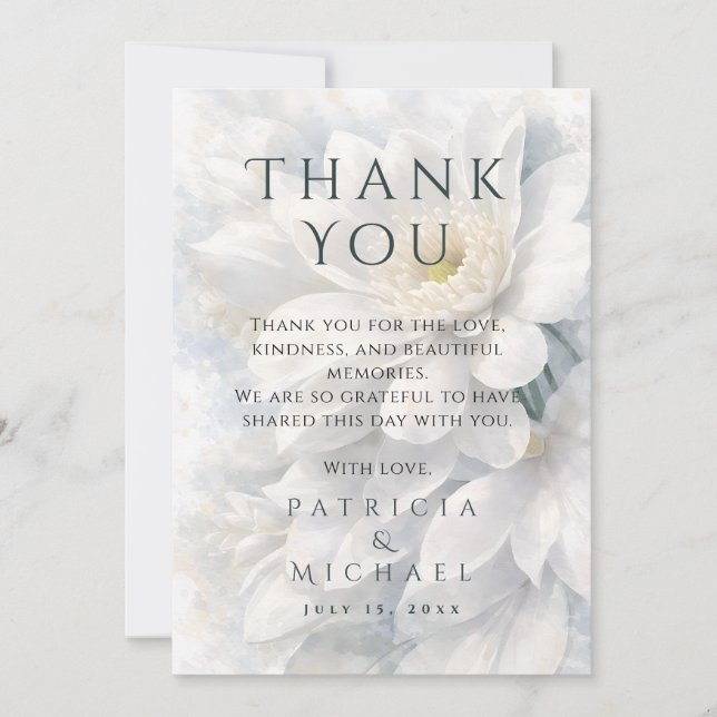 Tarjeta De Agradecimiento White Ivory Quiet Luxury Romantic Elegant Wedding  (Anverso)