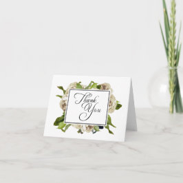 Tarjeta De Agradecimiento White Rose Bouquet Floral Gracias