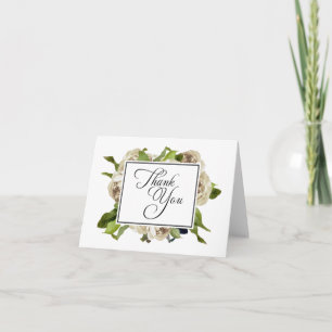 Tarjeta De Agradecimiento White Rose Bouquet Floral Gracias