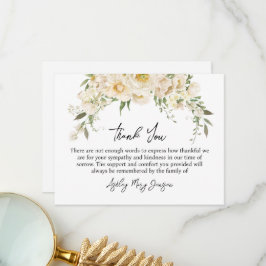 Tarjeta De Agradecimiento White Rose Funeral Thank You Note Card Bereavement