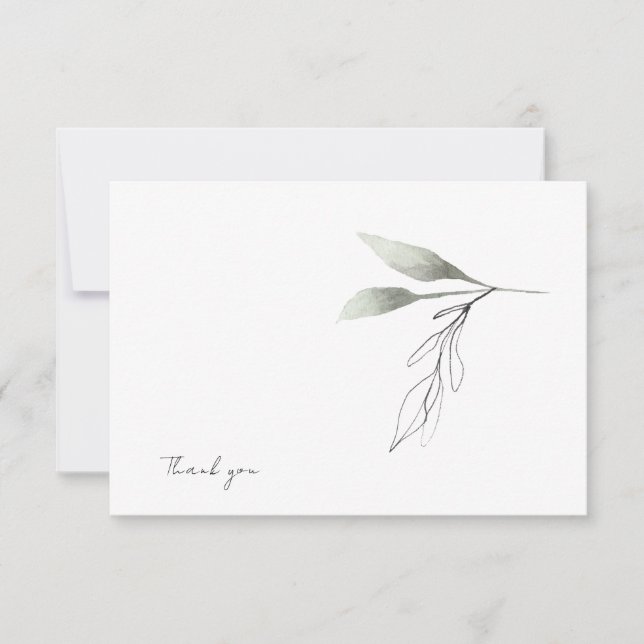 Tarjeta De Agradecimiento White Script Name Botanical Gracias (Anverso)