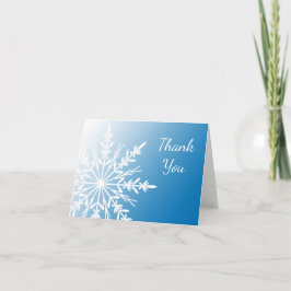 Tarjeta De Agradecimiento White Snowflake on Blue Winter Thank You