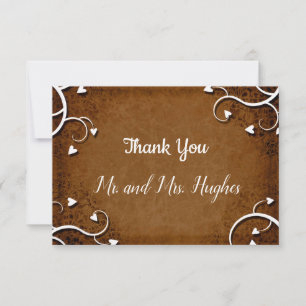 Tarjeta De Agradecimiento White Stem of corazones boda gracias