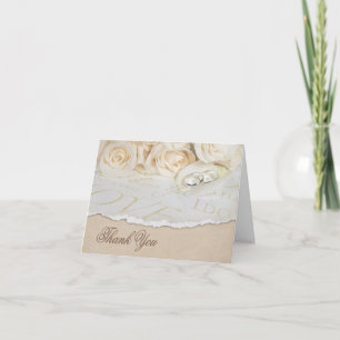 Tarjeta De Agradecimiento White wedding roses Thank You