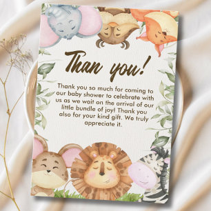 Tarjeta De Agradecimiento Wild Animals Safari Baby Shower