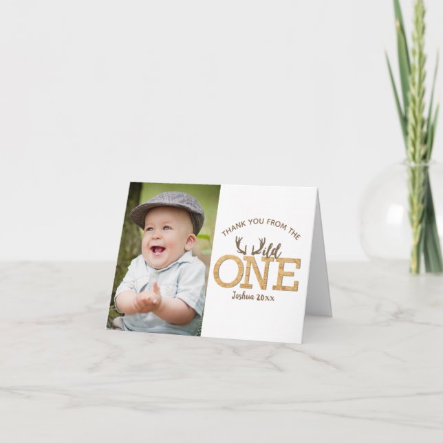 Tarjeta De Agradecimiento Wild One 1st Birthday Party Photo Thank You Card (Anverso)