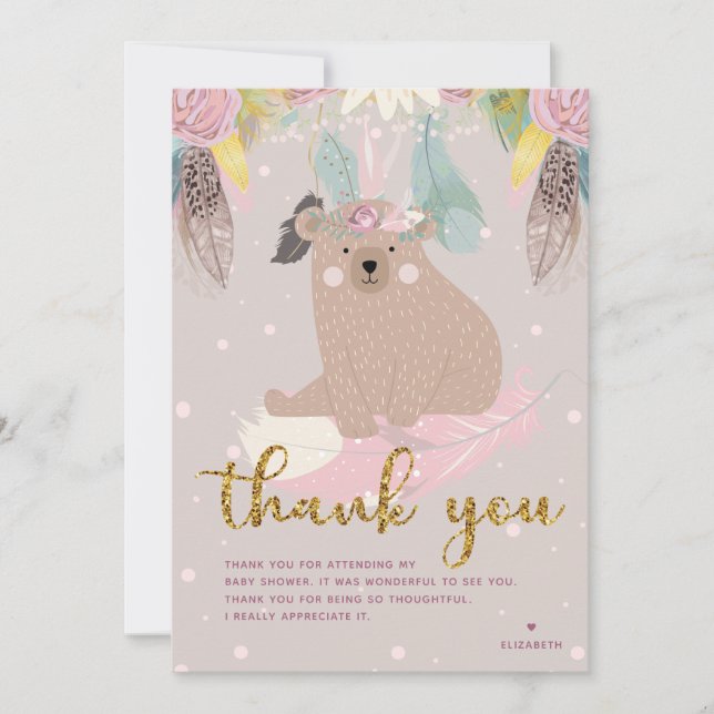 Tarjeta De Agradecimiento Wild One Baby Shower (Anverso)