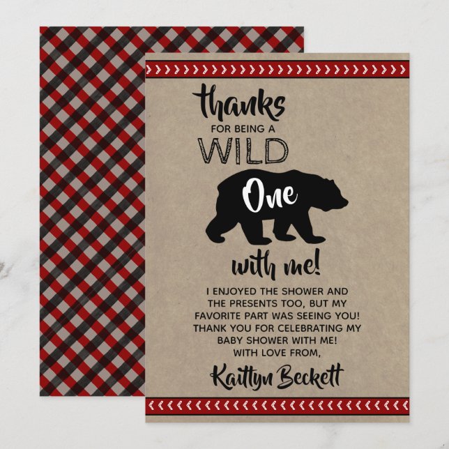 Tarjeta De Agradecimiento Wild One Boys Baby Shower (Anverso / Reverso)