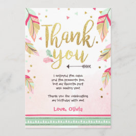 Tarjeta De Agradecimiento Wild One cumpleaños Gracias Chica de oro rosa