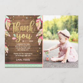 Tarjeta De Agradecimiento Wild One cumpleaños Gracias Chica de oro rosa