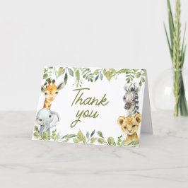 Tarjeta De Agradecimiento Wild One Jungle Safari Baby Shower