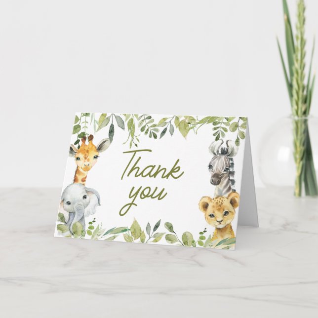 Tarjeta De Agradecimiento Wild One Jungle Safari Baby Shower (Anverso)
