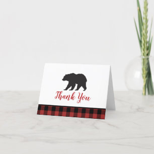 Tarjeta De Agradecimiento Wild One Oso Negro de Plaid de Búfalo Gracias