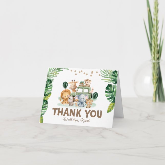 Tarjeta De Agradecimiento Wild One Safari 1st Birthday Thank You (Anverso)