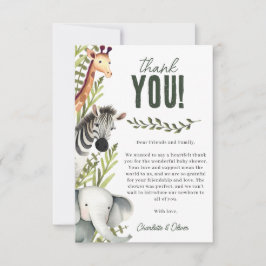 Tarjeta De Agradecimiento Wild One Safari Animals Baby Shower