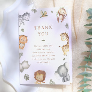 Tarjeta De Agradecimiento Wild One Safari Animals Baby Shower
