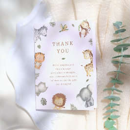 Tarjeta De Agradecimiento Wild One Safari Animals Baby Shower