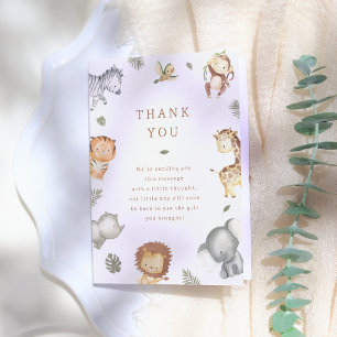 Tarjeta De Agradecimiento Wild One Safari Animals Baby Shower