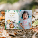 Tarjeta De Agradecimiento Wild ONE Safari Birthday Photo You Card<br><div class="desc">Comparte tu gratitud con un toque personal usando nuestra Tarjeta de agradecimiento por su cumpleaños Safari. Con encantadores animales de safari, exuberante vegetación y espacio para una foto personalizada, esta tarjeta es perfecta para dar las gracias a los invitados después de la aventurera celebración de su pequeño cumpleaños. Personalizable completo,...</div>