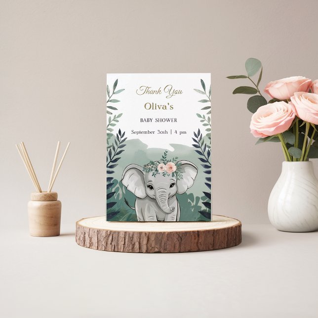 Tarjeta De Agradecimiento Wild One Safari Elephant Baby Shower (Subido por el creador)