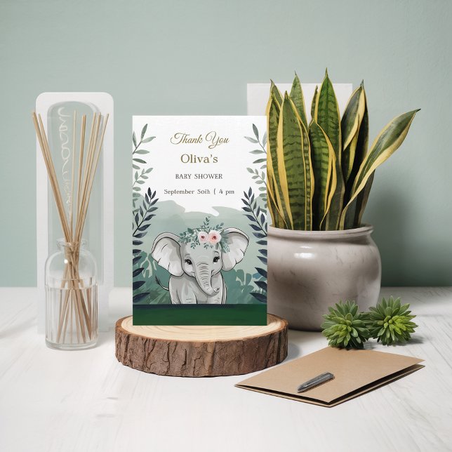 Tarjeta De Agradecimiento Wild One Safari Elephant Baby Shower (Subido por el creador)