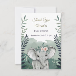 Tarjeta De Agradecimiento Wild One Safari Elephant Baby Shower