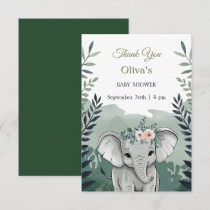 Tarjeta De Agradecimiento Wild One Safari Elephant Baby Shower