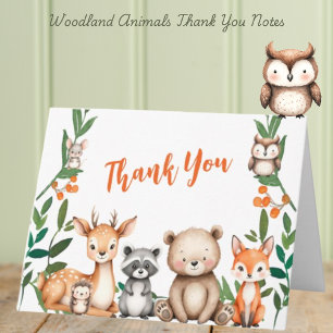 Tarjeta De Agradecimiento Wild One Woodland Animals Baby Shower