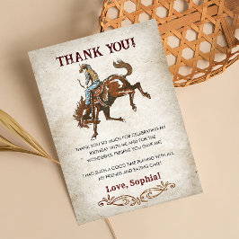 Tarjeta De Agradecimiento Wild West Cowboy Birthday Party