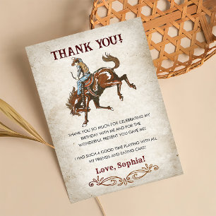 Tarjeta De Agradecimiento Wild West Cowboy Birthday Party